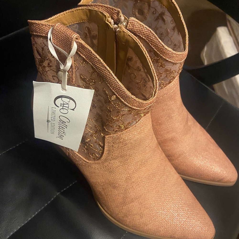 rose gold lace top boots